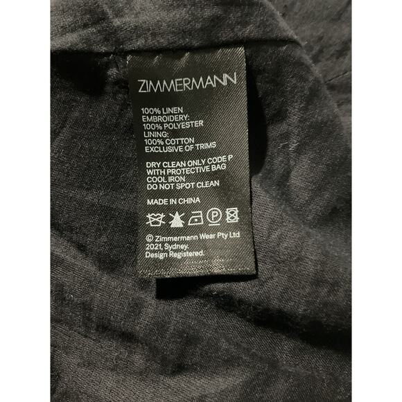 Zimmermann 'Mae' Black Linen Cutout Scalloped Linen Mini Dress Size 0 / US 4 - Picture 5 of 7